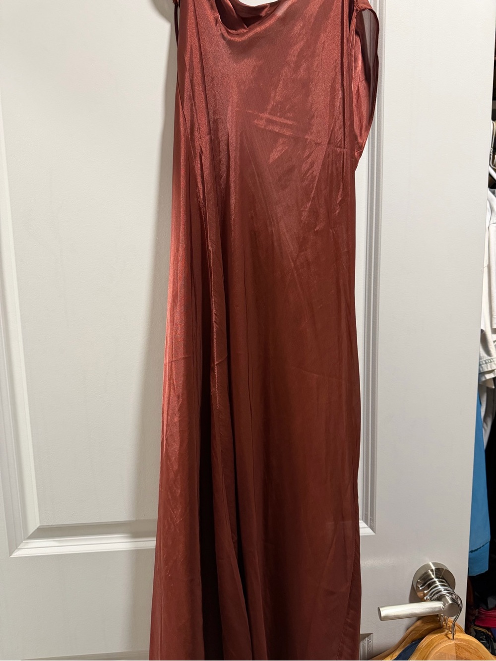 Victoria's Secret Satin sheer maxi Dress in Rust Copper